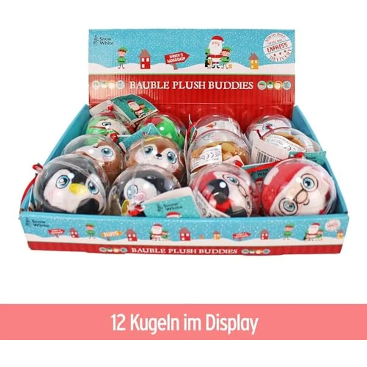 BEMIRO 12 Stück Weihnachten Kuscheltier in Kugel - im Display – Bild 4