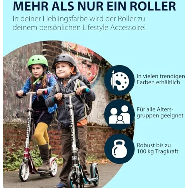 Hudora BigWheel® 205 Tretroller, höhenverstellbar & zusammenklappbar, für Kinder & Erwachsene bis 100kg, stabiler Aluminium-Roller mit Ständer und Sicherheitsfeatures – Bild 7