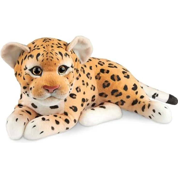 BRUBAKER Leopard Kuscheltier - 30 cm Stofftier - Liegendes Baby Plüschtier Raubkatze - Braun – Bild 1