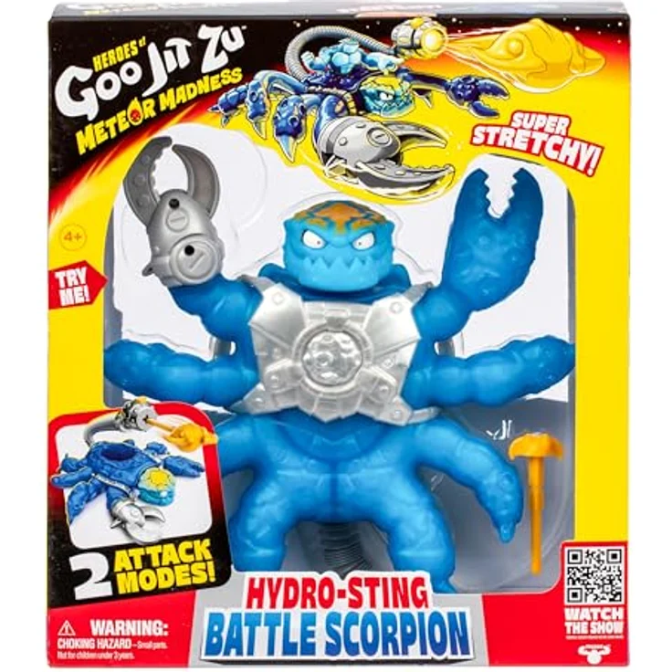 Heroes of Goo Jit Zu Hydro Sting Battle Scorpion, Sammelfigur mit 2 Angriffsmodi, dehnbar bis auf dreifache Größe, Wasser-Attacke und kompatiblem Sattel für Figuren zum Reiten – Bild 3