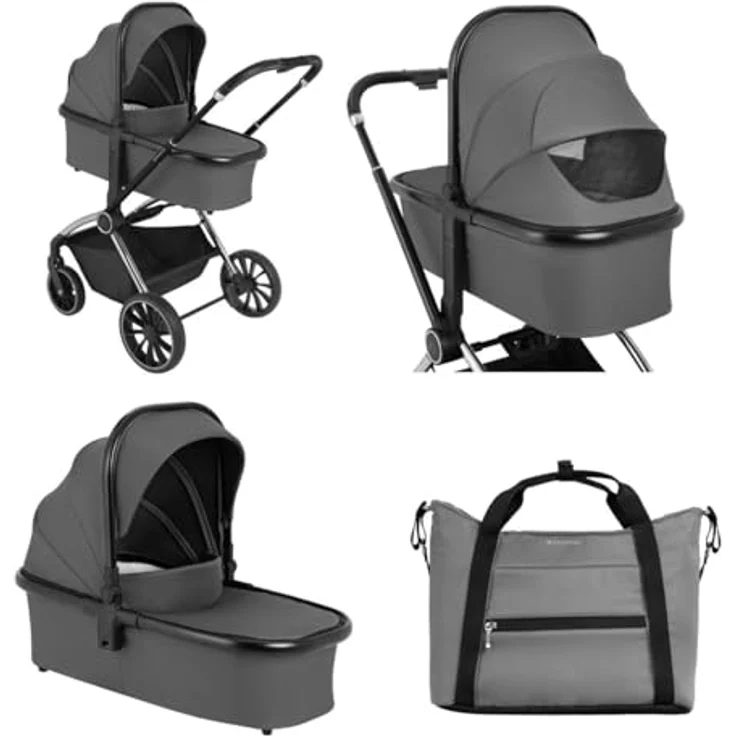 Kikkaboo Kara 2 in 1 Kinderwagen, Babywanne und Sportsitz, verstellbar, faltbar, inkl. Wickeltasche, geeignet ab Geburt bis 22 kg – Bild 6