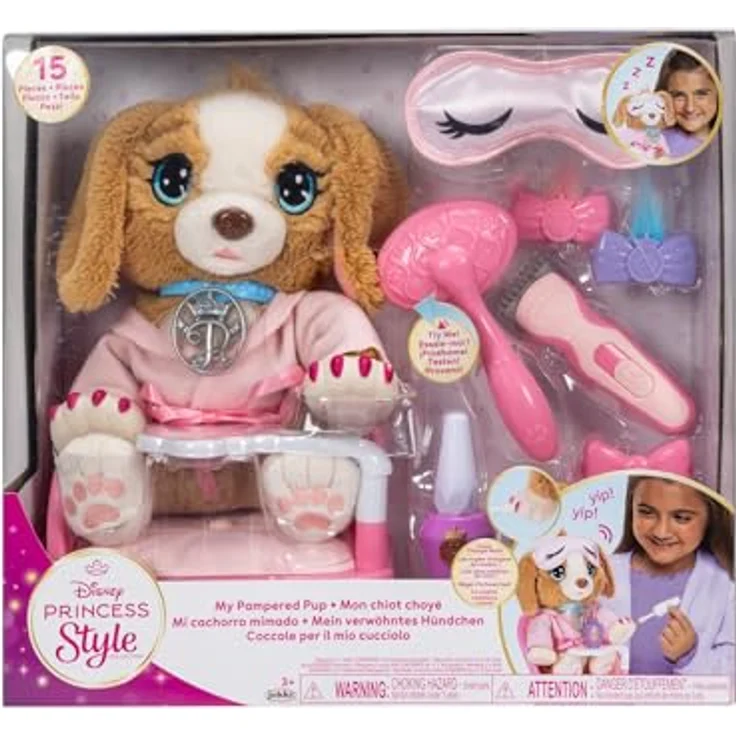 Jakks Pacific Disney Princess Style Collection My Pampered Pup, interaktiver Spielzeug-Hund mit Ton und Farbwechsel-Nägeln, ab 3 Jahren – Bild 7