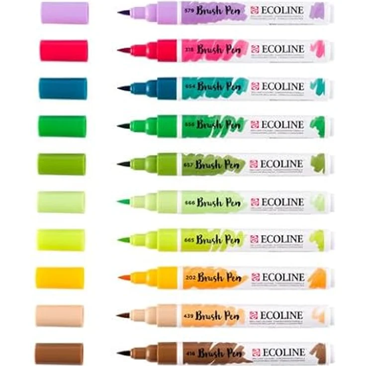 Ecoline Brushpen X10 Botan.Cb, Set mit 10 Pinselstiften in lebendigen Farben, ideal für Aquarell und Handlettering – Bild 3