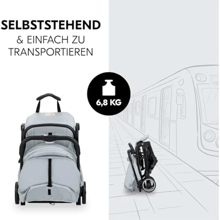 Hauck Kinder-Buggy Travel N Care, Simba grey, leicht, bis 22 kg belastbar, inkl. Schulter-Tragegrut – Bild 4