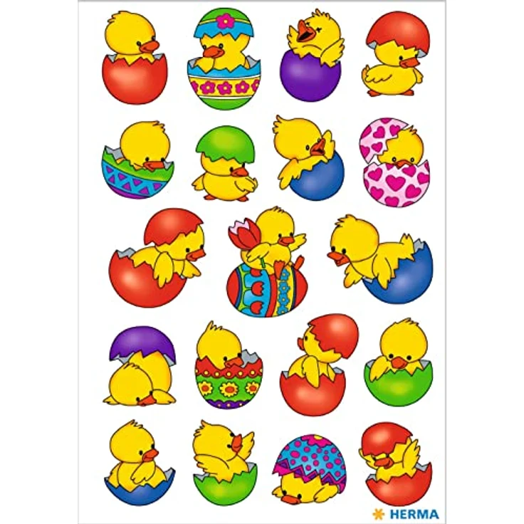 HERMA 3686, Aufkleber Ostereier Küken, bunte Ostern Sticker mit 57 Motiven für Geschenke und Deko – Bild 2