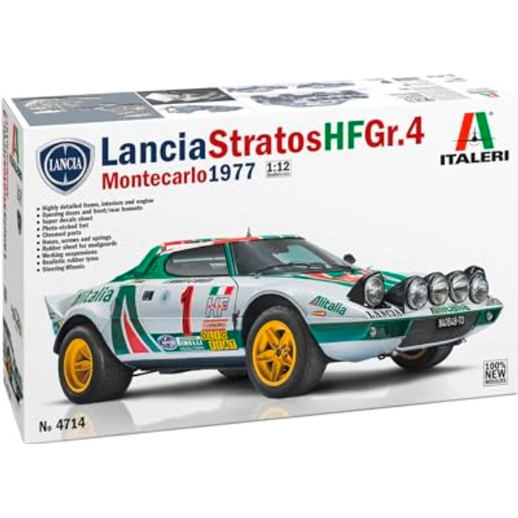 Italeri 4714 1:12 Lancia Stratos HF Gr.4, detaillierter Plastikmodellbausatz für Modellbau und Hobby, unlackiert – Bild 1