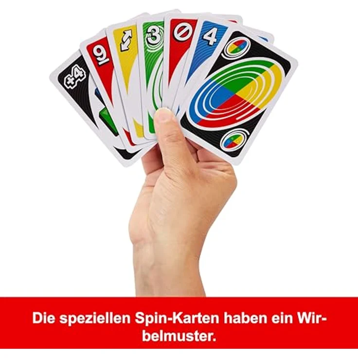 Mattel Games UNO Spin, Kartenspiel mit Drehscheibe, neue Herausforderungen und Regeln für Familienabende, ab 7 Jahren, JGR00 – Bild 3