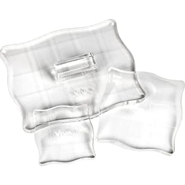 Viva Decor VD400390100 Acryl-Stempelblöcke mit Griff, 3er-Set, Synthetic Material, durchsichtig, 7x7, 10x10, 13x16 cm – Bild 2
