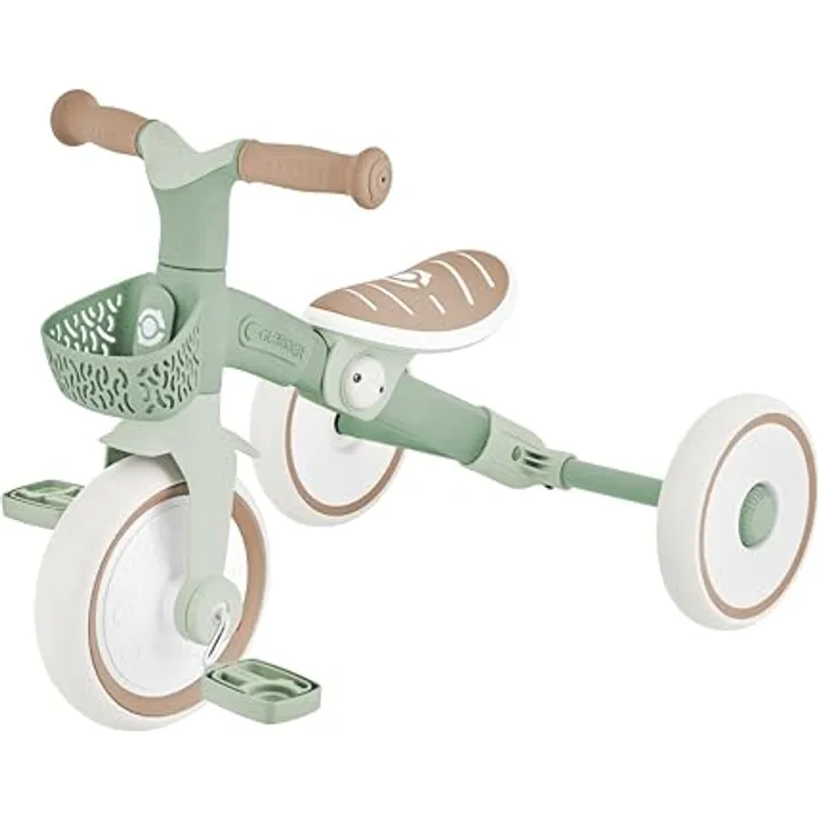 GLOBBER Learning Trike 2in1 Plus ECO, Dreirad und Laufrad für Kinder, höhenverstellbarer TPR-Sattel, 8/7 Zoll, Salbei grün