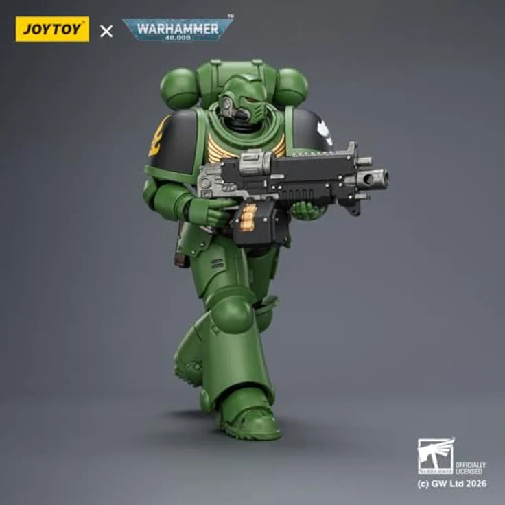 JOYTOY Warhammer 40,000 Salamanders Intercessor Actionfigur, 12 cm, hochdetailliert und beweglich mit Bolzen-Gewehr, Bolzen-Pistole und Kettenschwert – Bild 3