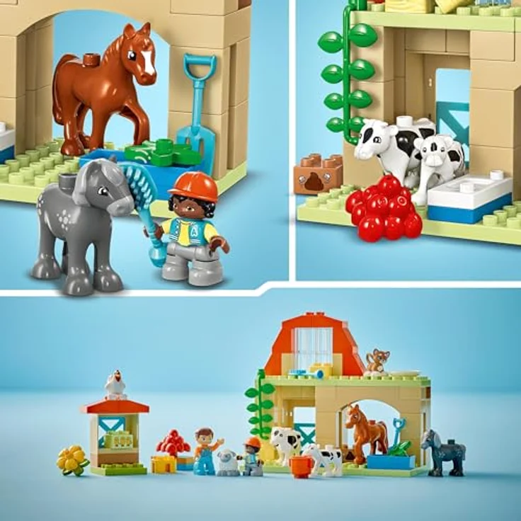 LEGO DUPLO Town Tierpflege auf dem Bauernhof, Spielzeug für Kinder ab 2 Jahre, mit Bauernhoftiere-Figuren für Rollenspiele, darunter Pferd, Kuh und Schaf, Lernspielzeug für Mädchen und Jungen 10416 – Bild 4