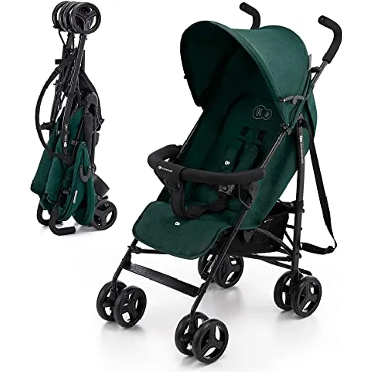 kk Kinderkraft TIK Kinderwagen, Liegebuggy, Sportwagen, Leicht - 6,5kg, Drehbare Vorderräder, Verstellbarer Griff, Stufenlose Einstellung der Rückenlehne, Schnelles Zusammenklappen, bis zu 17kg, Grün