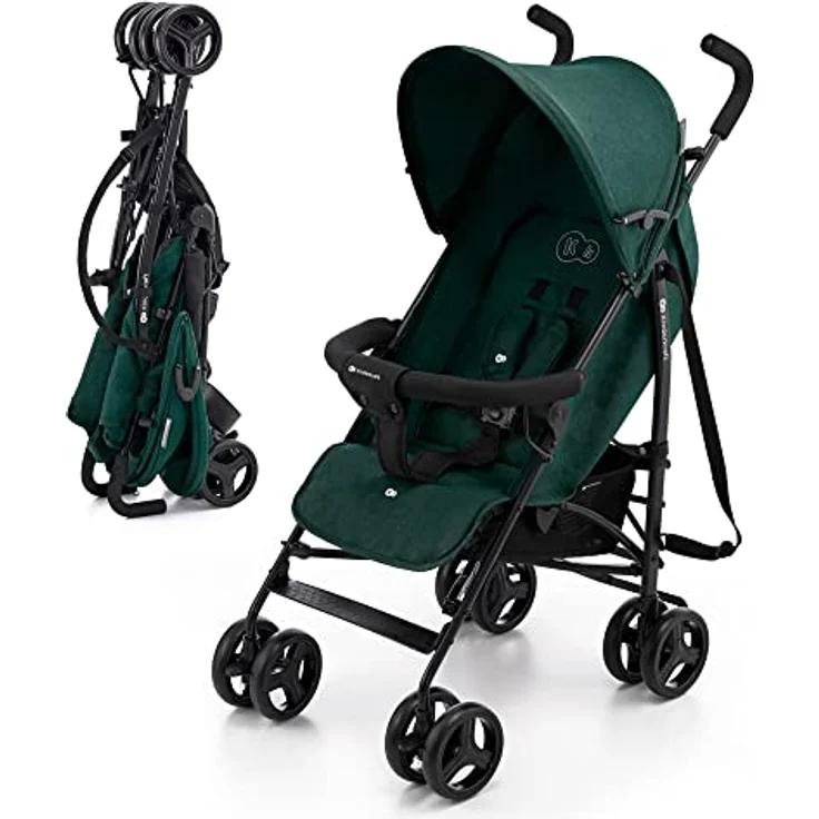 kk Kinderkraft TIK Kinderwagen, Liegebuggy, Sportwagen, Leicht - 6,5kg, Drehbare Vorderräder, Verstellbarer Griff, Stufenlose Einstellung der Rückenlehne, Schnelles Zusammenklappen, bis zu 17kg, Grün – Bild 1