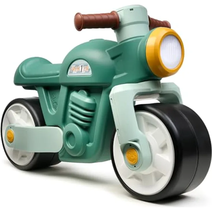 Falk Laufrad Motorrad ab 1 Jahr, Kinderfahrzeug aus recyceltem Kunststoff mit Hupe & leisen Rädern, grün