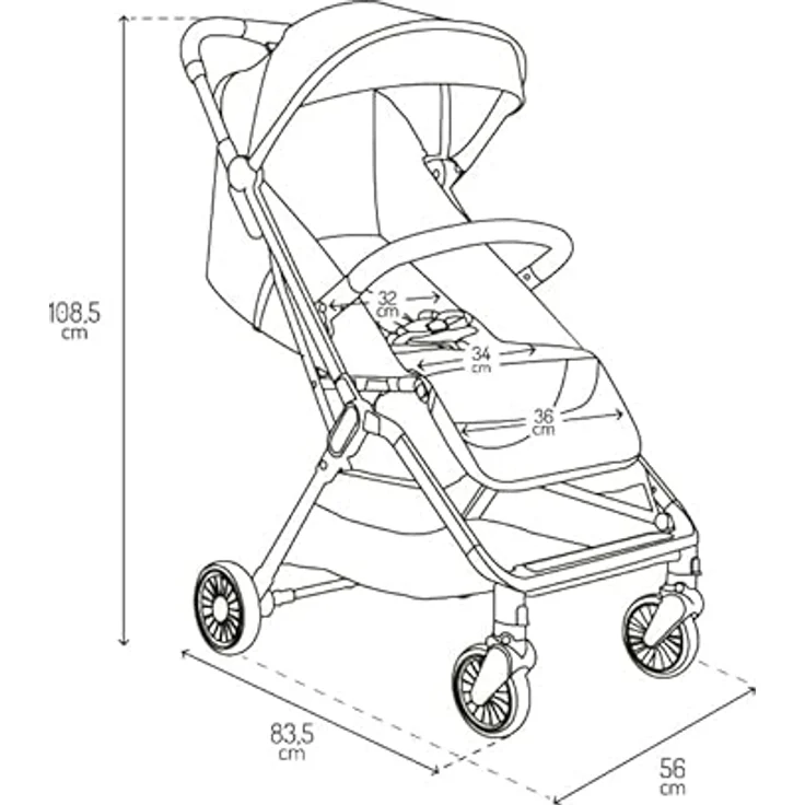 MoMi CLARA Kinder-Buggy in Burgund, verstellbar für Kinder bis 22 kg, mit umfangreichem Zubehörset – Bild 7