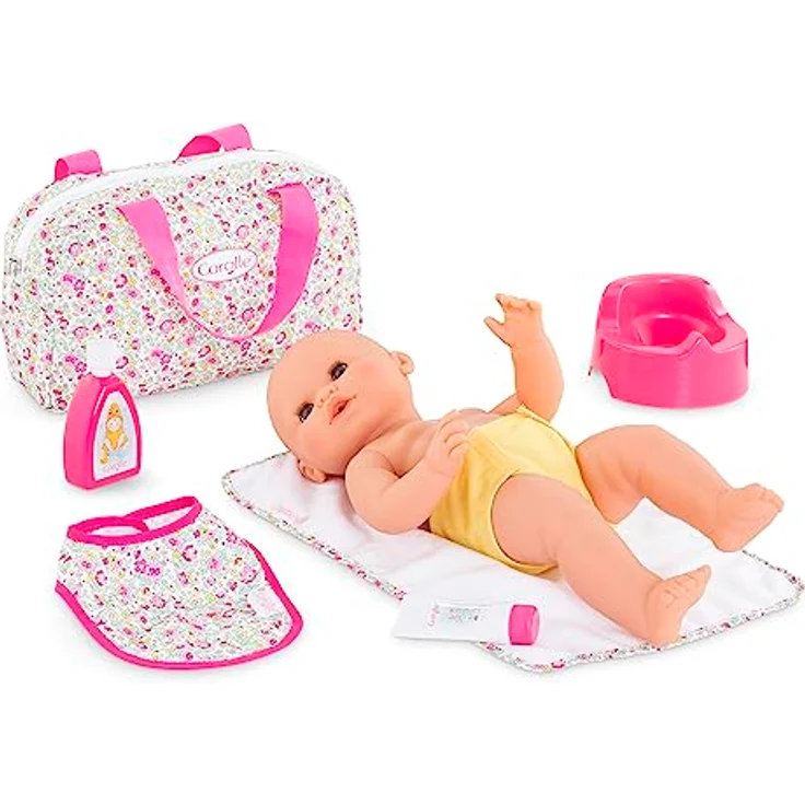 Corolle - Wickelzubehör-Set mit Blumenmotiv, 7 Zubehörteile, für Puppen 36 cm, ab 2 Jahren, 9000141540 – Bild 2