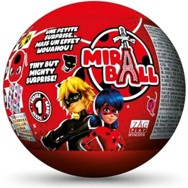 Miraculous 4-1 Überraschungs-Miraball, Spielzeug mit Metallkugel, Kwami-Plüsch, glitzernden Aufklebern und Sammelbroschüre, 7,1 cm, 1 Stück – Bild 4