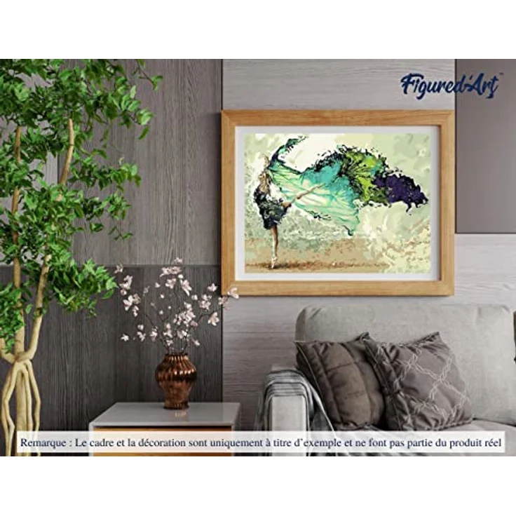 Figured'Art Malen Nach Zahlen Erwachsene Mit Rahmen Moderne Ballerina - Paint by Numbers Basteln DIY Bastelset 40x50cm Leinwand gespannt auf Holzrahmen – Bild 4
