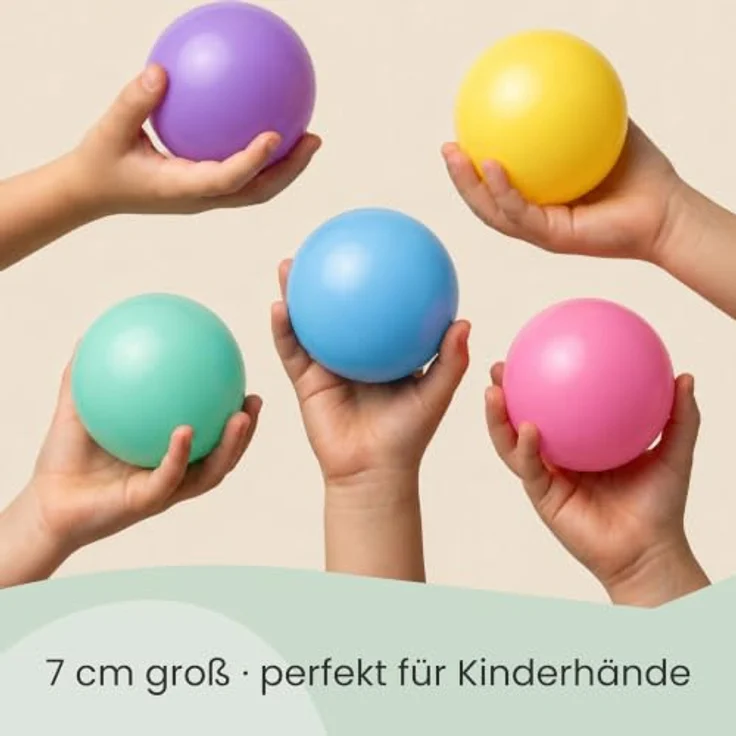 LittleTom Bällebad-Bälle Baby, 100 bunte 7 cm Kunststoffspielbälle für Bällebad, ab 0 Jahren, schadstoffgeprüft, ideal zum Greifen und Spielen – Bild 4