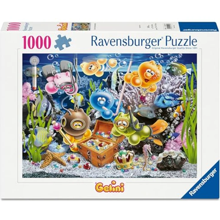 Ravensburger Erwachsenenpuzzle 1000 Teile, Gelini im Unterwasserspaß, 70 x 50 cm, ab 14 Jahren, aus recycelter Pappe