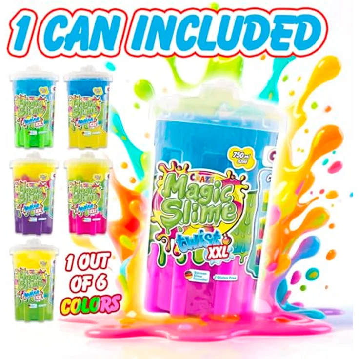 CRAZE Magic Slime Twist XXL, Mehrfarbiger Experimentierschleim 750 ml in neon und metallic, Sicher und giftstofffrei, Überraschungsfarbe – Bild 3