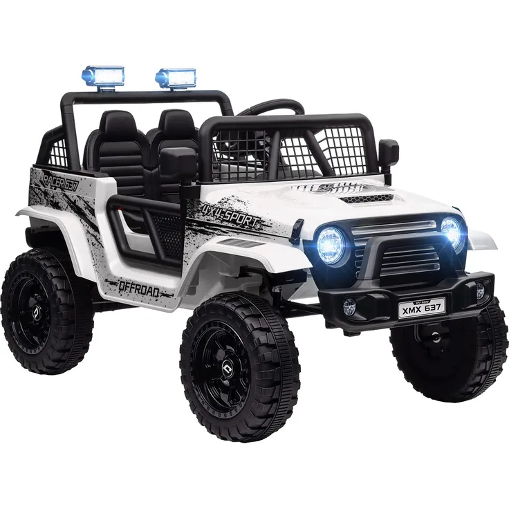 AIYAPLAY Elektro-Kinderauto, 2,4G Fernbedienung, Musikanschluss, 3-5 km/h, Belastbarkeit 50 kg, Weiß