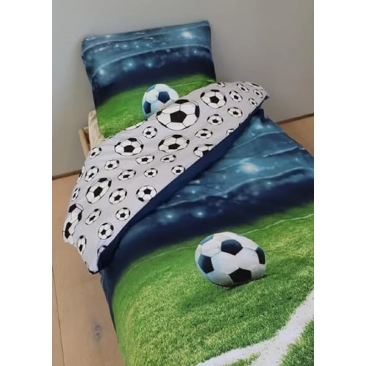 BrandMac Bettwäsche Fußball Stadion 135 x 200 cm, 100% Baumwolle in Kinderbettwäschen, blau – Bild 5