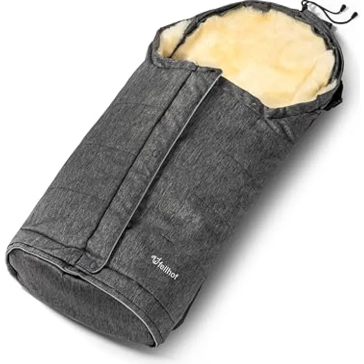 Fellhof Kinderwagenfellsack HOCHSÖLDEN graphit-melange, 100% Merino-Lammfell, wind- und wasserabweisend, bis 36 Monate, waschbar bei 30° - Preisvergleich