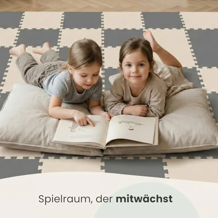 LittleTom Puzzlematte für Kinder, TÜV-geprüfte Krabbelmatte, 18-teilig, 30x30 cm, wasserfest, beidseitig verwendbar, in modernen Pastelltönen – Bild 7