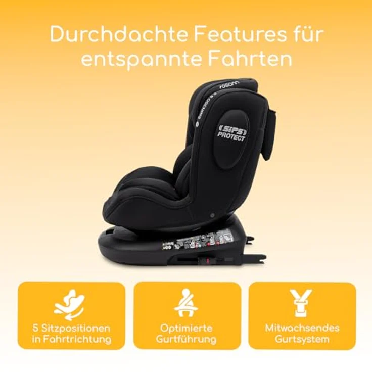 Osann Autokindersitz Swift360 S 2, drehbar, rückwärtsgerichtet bis 4 Jahre, höhenverstellbare Kopfstütze, i-Size, von 76-150 cm – Bild 3