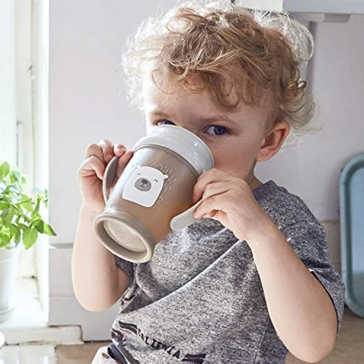 LOVI Trinklernbecher mit Griff 360° Trinkrand, Antibakterieller SaniconcentrateTM, auslaufsicher abdichtende Silikonscheibe, Einfach zu waschen, 9m+ (Buddy Bear) – Bild 3
