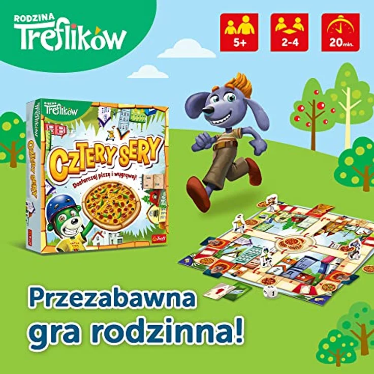 Trefl Vier Käsesorten - Familienbrettspiel mit Märchenhelden, 2-4 Spieler, 20 Minuten Spielzeit, inklusive Aktionskarten und Pizza-Chips – Bild 2