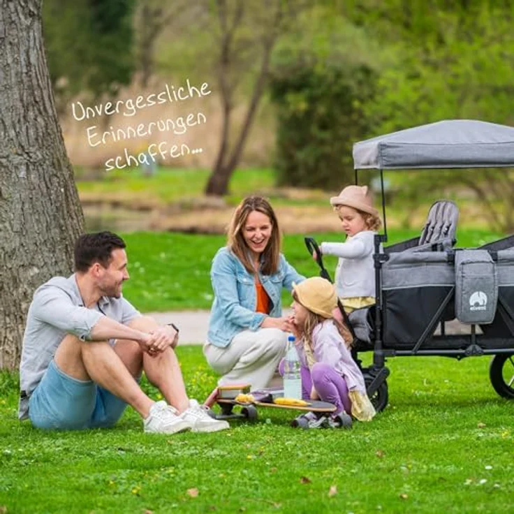 elvent ComfortPlus 4 Kinderwagen 4-Sitzer – faltbar, bis 80 kg, Sonnendach, Sitzpolster, 5-Punkte-Gurt, Fußbremse – Bild 7
