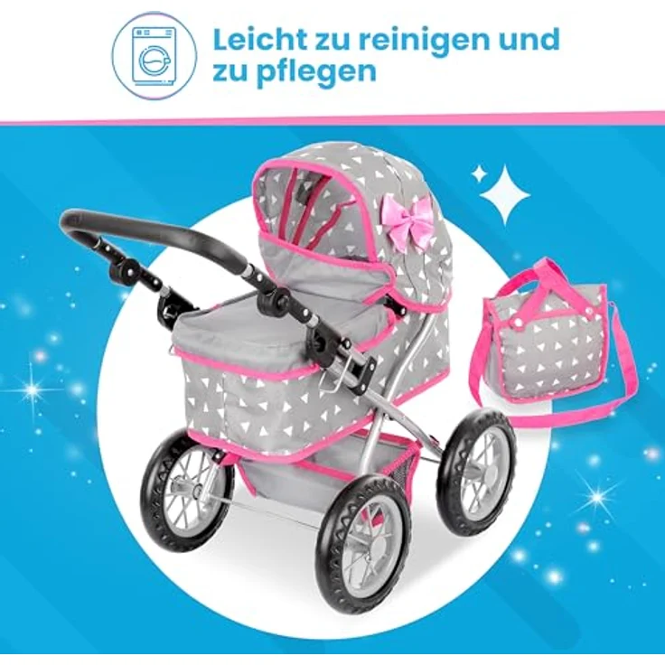 Kinderplay Puppenwagen ab 2 Jahre, Puppenbuggy ab 2 Jahre - Leichte und Stabile Konstruktion, Höhenverstellbar von 33 bis 63 cm, Spielzeug ab 2 Jahre Mädchen, KP0261S – Bild 7