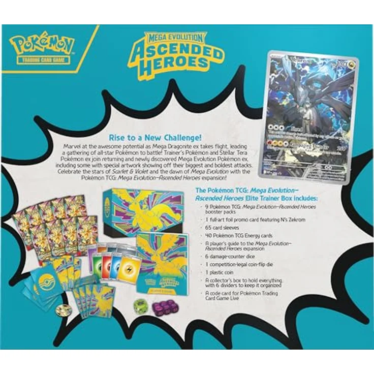 The Pokemon Company Pokemon - Mega Evolution - Ascended Heroes Elite Trainer Box, inkl. 9 Booster-Packs, exklusive Promokarte, 65 Hüllen und Gameplay-Zubehör, Englisch – Bild 2