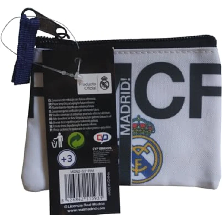 Real Madrid Geldbörse, 12,5 × 9 × 1 cm, mit Reißverschluss für Karten, Ausweis und Kleingeld, Kinderportemonnaie – Bild 5