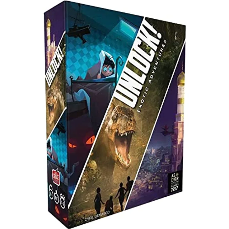 Space Cowboys ASMSCUNLOCK04EN Unlock 4 Exotic Adventures, Multicoloured Brettspiel mit langlebiger Qualität