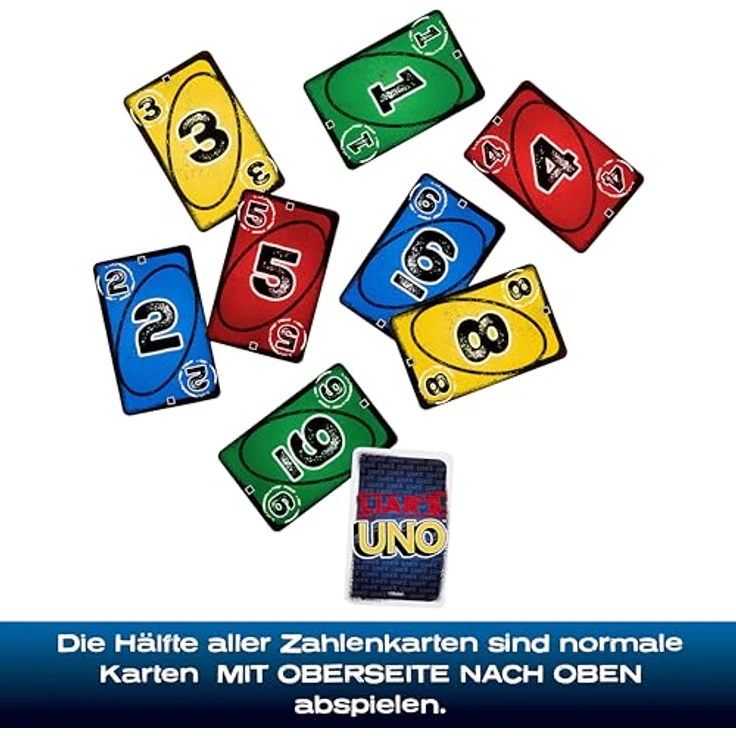 Mattel Games Liar‘s UNO Kartenspiel, für Erwachsene und Kinder ab 7 Jahren, mit speziellen Grafiksymbolen zur Farberkennung, JLH43 – Bild 4