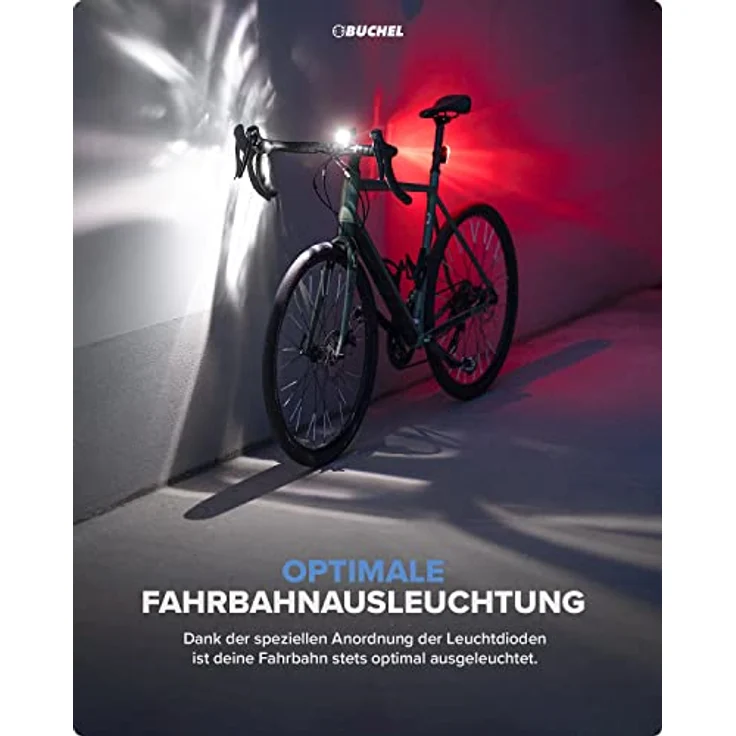 Büchel Fahrradlicht BL 300 - StVZO zugelassen - Bis zu 13h Leuchtdauer - 30/15 LUX Leuchtstärke - Inkl. Batterien, Schwarz – Bild 4