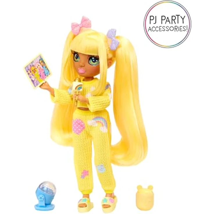Rainbow High Anziehpuppe Junior High PJ Party Fashion Doll Sunny (Yellow) - Übernachtungsparty Design, viele passende Accessoires – Bild 5