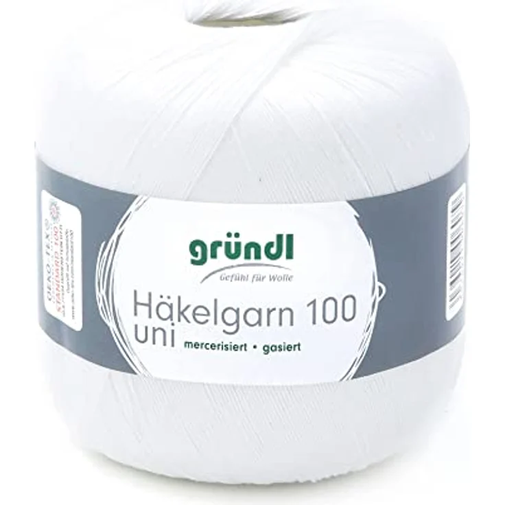 Gründl Häkelgarn 100, Baumwolle dünn zum Häkeln Handarbeiten DIY, 100g Häkelwolle, 566,00 m (Baumwollgarn, Filethäkelgarn), 60° waschbar, seidenartiger Glanz – Bild 1