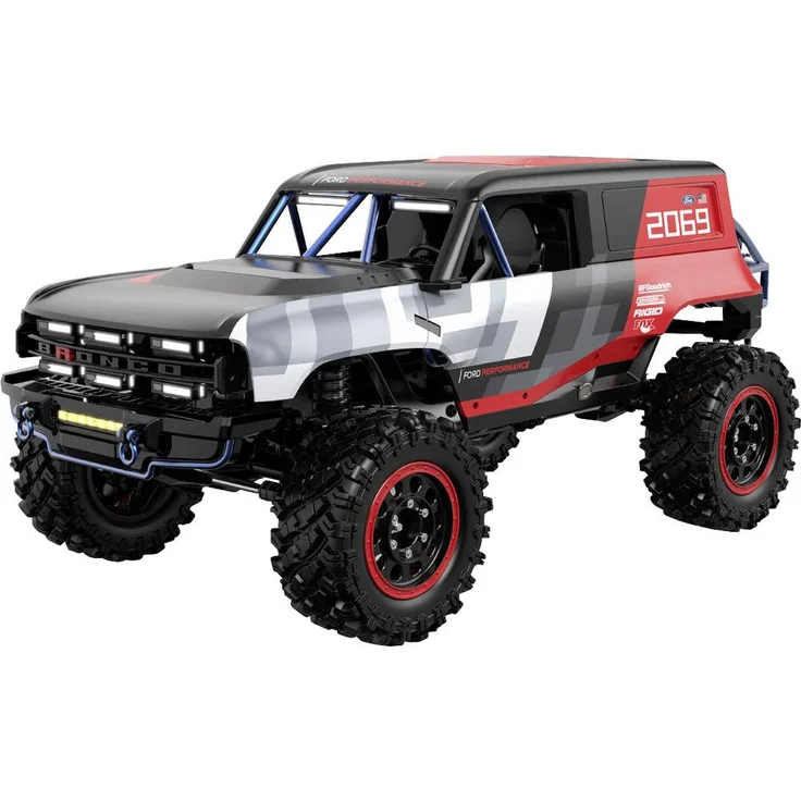 MJX HYPER GO 1:12 Brushless RC Crawler Ford Bronco, Allradantrieb (4WD), inkl. Akku und Ladegerät, Schwarz-Rot, 2,4GHz, LED-Beleuchtung, bürstenloses 3500KV System