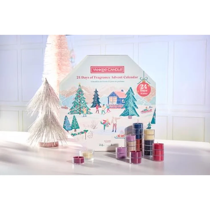Yankee Candle Après Ski, Teelichter Adventskranz mit 8 Duftvariationen und Glas-Teelicht-Kerzenhalter – Bild 3