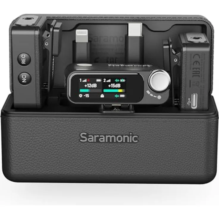 Saramonic Ultra-01 Kabelloses Lavalier-Mikrofon mit 32-Bit Float-Aufnahme, Timecode-Synchronisation, Geräuschunterdrückung, IPX5 Wasserbeständigkeit, 984' Reichweite, 130dB SPL für Kameras und Smartphones