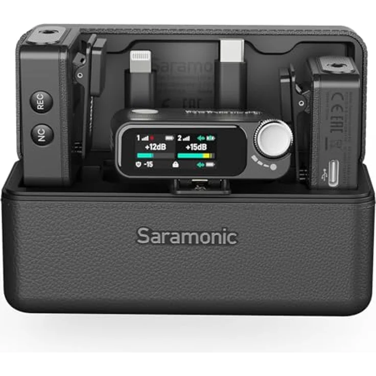 Saramonic Ultra-01 Kabelloses Lavalier-Mikrofon mit 32-Bit Float-Aufnahme, Timecode-Synchronisation, Geräuschunterdrückung, IPX5 Wasserbeständigkeit, 984' Reichweite, 130dB SPL für Kameras und Smartphones – Bild 1