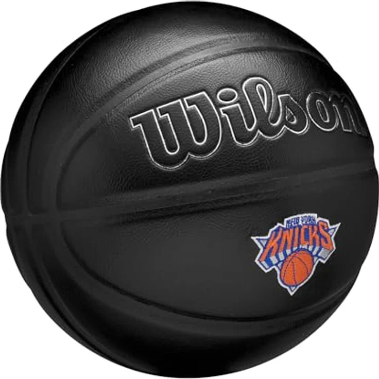 Wilson NBA Team Premiere Basketball, New York Knicks Design mit strukturiertem Schlangenhaut-Finish, Farbe: Schwarz, Größe: 7 – Bild 2