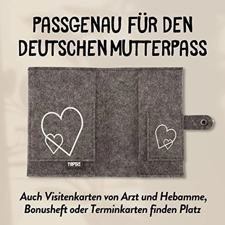 Mutterpasshülle mit Verschluss für deutschen Mutterpass mit Tasche für Ultraschallbilder und Impfpass, Mutterpass Hülle aus Filz als Geschenk - Preisvergleich – Bild 5