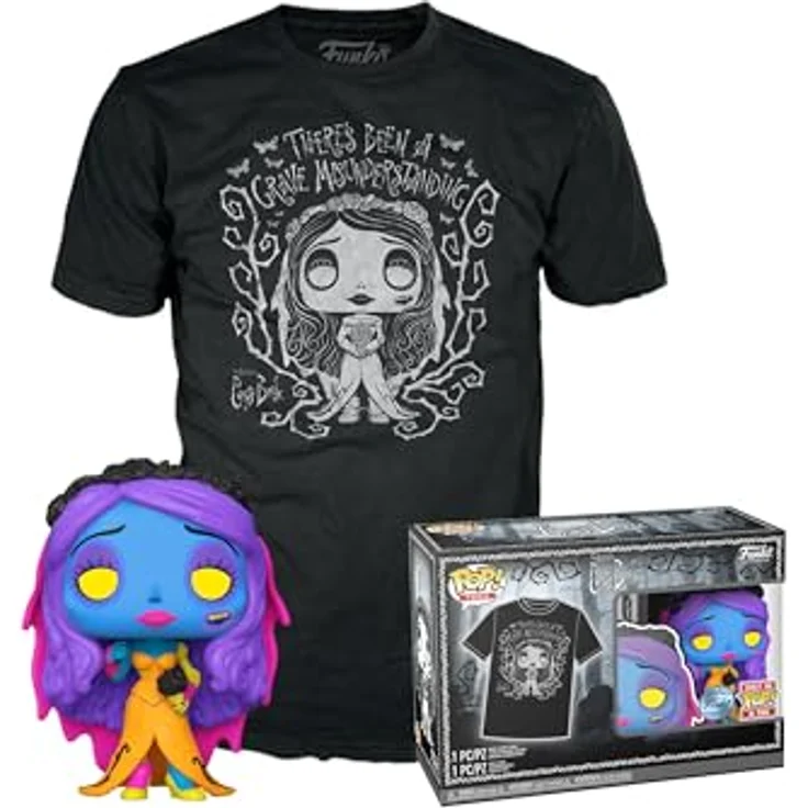Funko POP! & Tee: Corpse Bride - Emily - Schwarzlicht - Vinyl-Sammelfigur - Geschenkidee - Kurzärmeliges T-Shirt - Schwarz - S – Bild 1