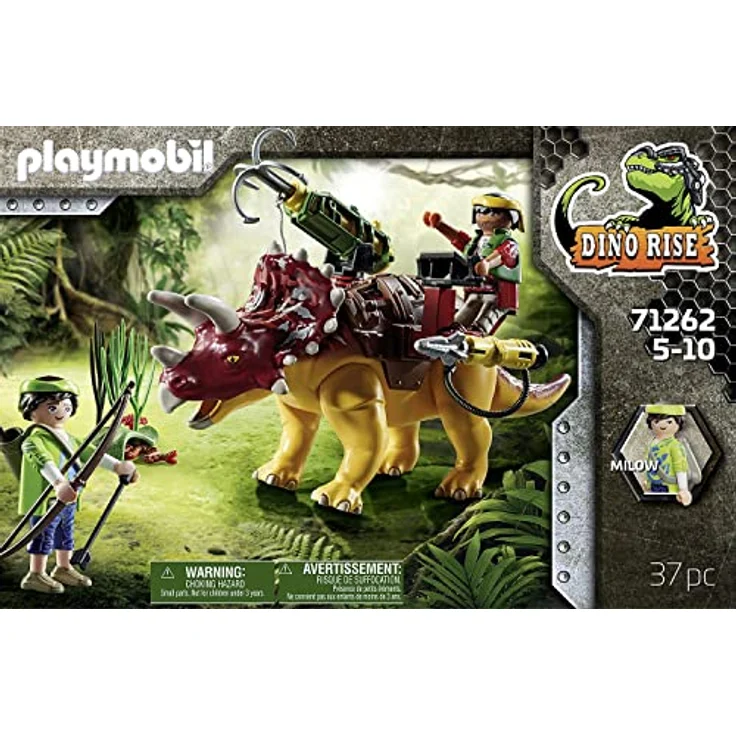 PLAYMOBIL Dino Rise 71262 Triceratops, Dinosaurier mit Abnehmbarer Rüstung und großer beweglicher Kanone, Spielzeug für Kinder ab 5 Jahren – Bild 4