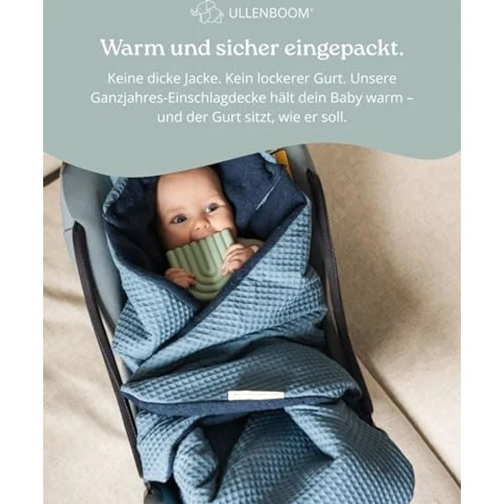 ULLENBOOM ® Einschlagdecke Babyschale, Für Winter geeignet, Blau (Made in EU) - Babydecke für Autositz (z. B. Maxi Cosi ®) oder Kinderwagen, ideale Decke für Babys – Bild 4